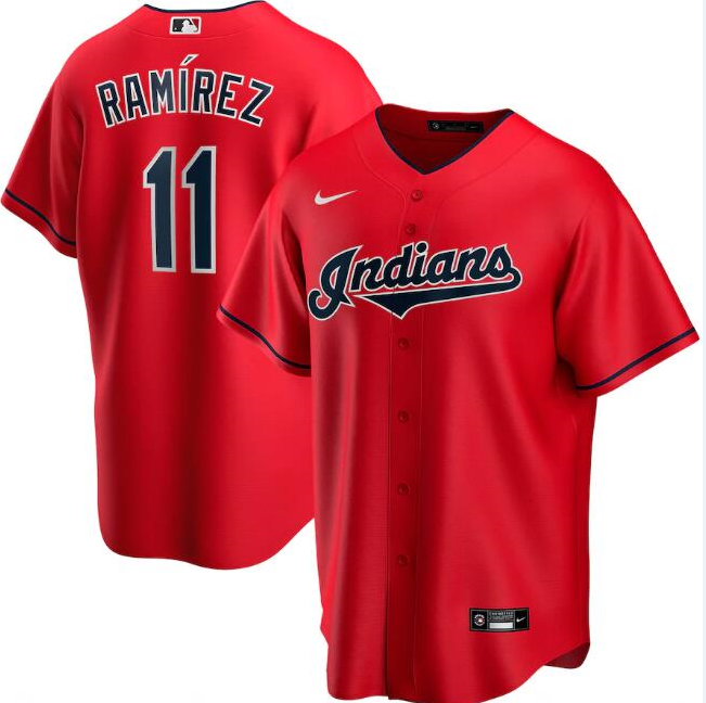 Men's Cleveland Indians #11 José Ramírez Red Cool Base Stitched Jersey